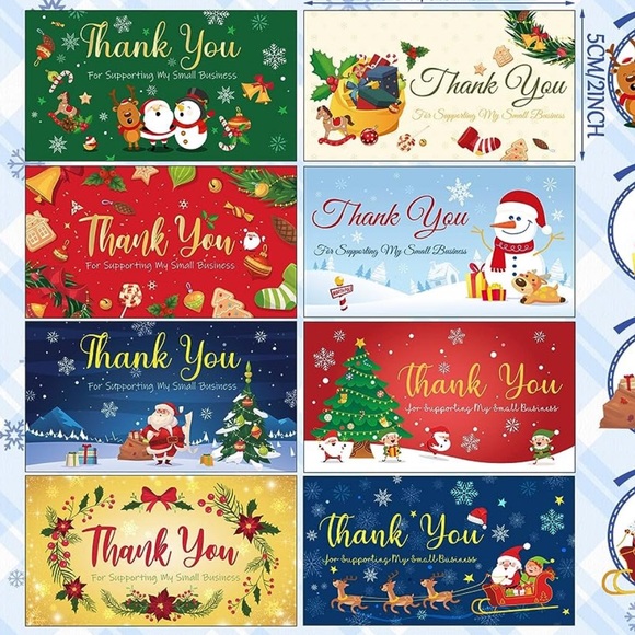 LAST SET🎄24 Christmas themed Thank you cards business card size- 8 designs - Picture 3 of 4